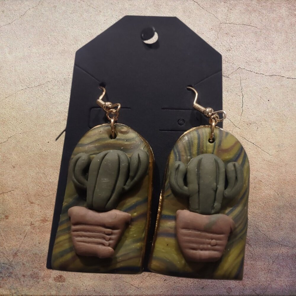 3FOR$10 DEAL - Handcrafted Cactus Arch Clay Earring